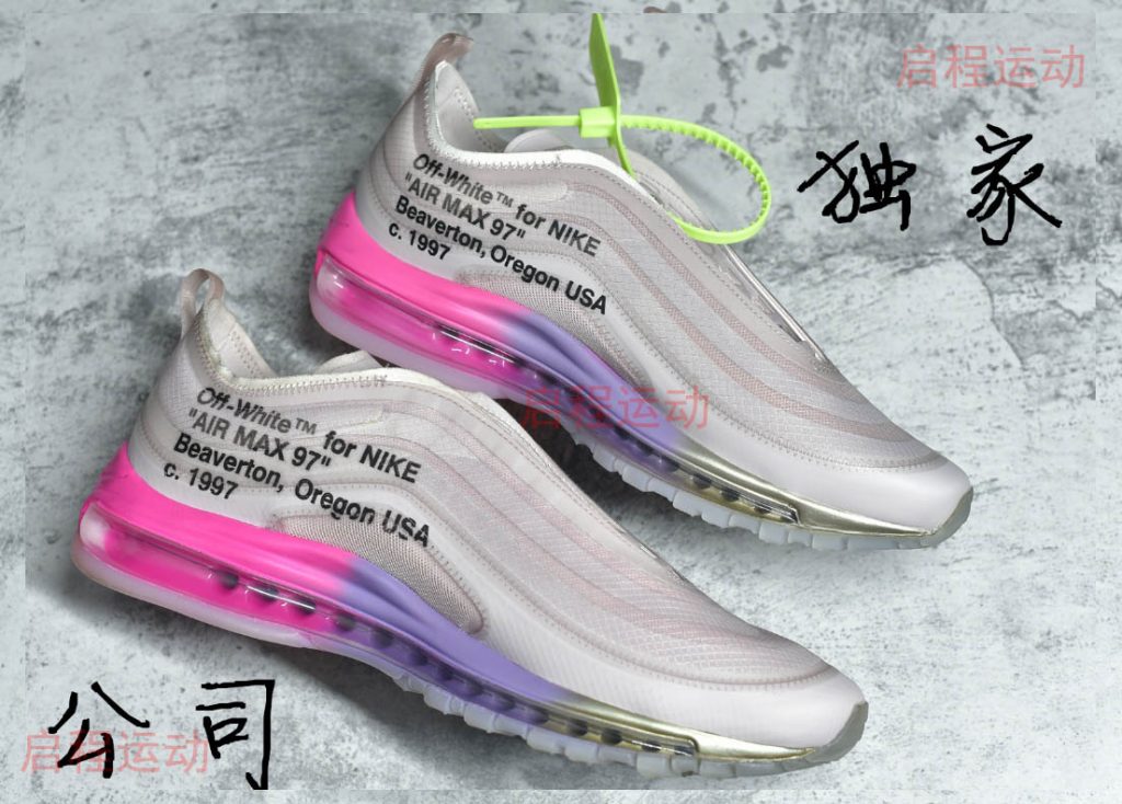 各种潮鞋图片_纯原版本OW x Air Max 97联名款彩虹鞋AJ4585-600开发日记