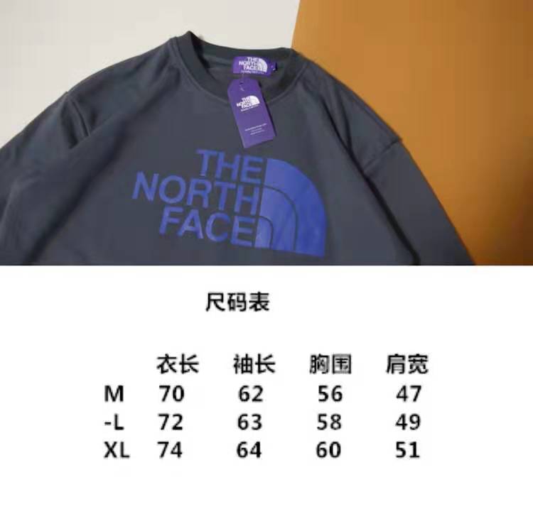 The North Face北面经典款蓝色大标印花水泥灰320g纯棉毛圈圆领卫衣