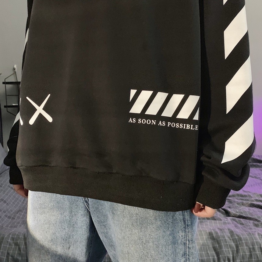 巴黎限定 OFF-WHITE x Kaws芝麻街联名情侣款圆领卫衣