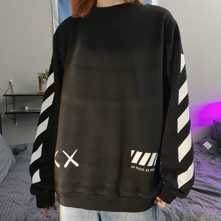 巴黎限定 OFF-WHITE x Kaws芝麻街联名情侣款圆领卫衣